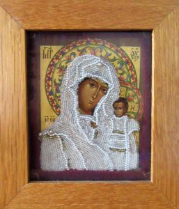 Mother of God Holy Icon with pearls