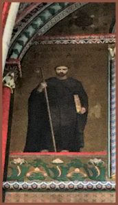 Painting of Saint Droctoveus on the wall of St Germain Church