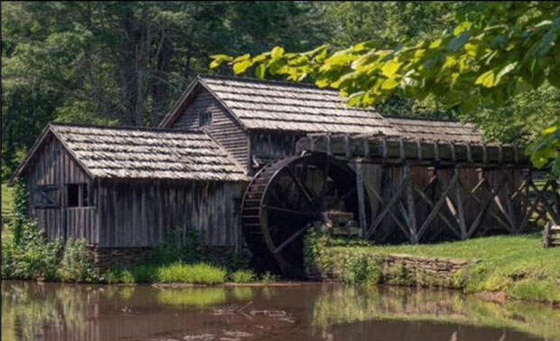 A photo of historic Mabry Mill in Virginia