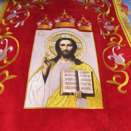 Detail of Christ on Quality Processional Banner