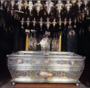 Silver Casket holding relics of Saint Spyridon