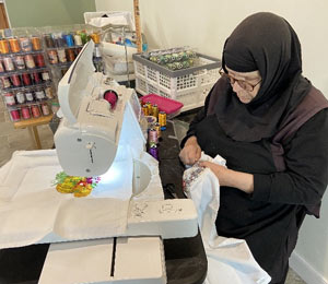 sewing room at the Skete